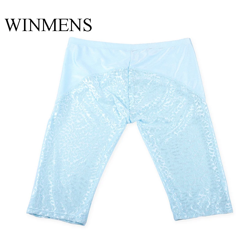 Men's Pajama Shorts Summer Pants Candy Color Lace Patchwork Male Indoor Lounge Wear Casual Comfortable Slim Night Bottoms