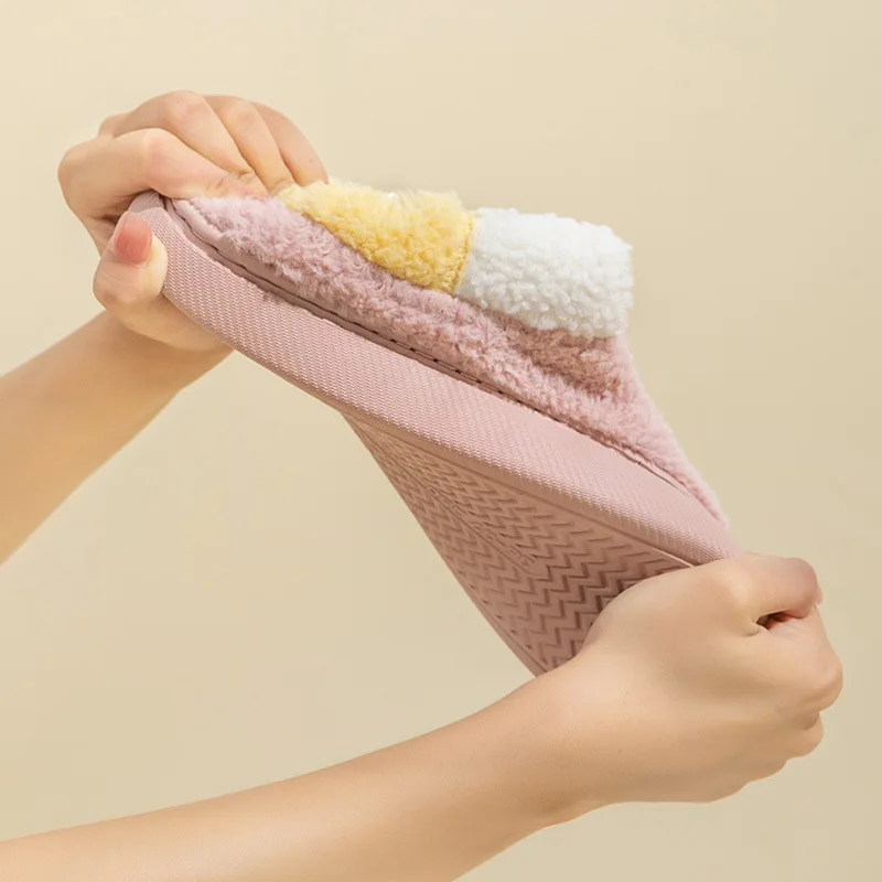 Lovely Cotton Slippers Female Autumn Bear Home Couple Warm Fur Slippers Women Shoes Slippers Women Comfortable Fashion