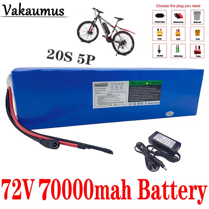 

72V 20S 5P 70Ah 18650 Lithium Battery Pack 500W 600W 1000W Motorcycle Mountain Bike Electric Scooter Battery Built-IN 20A BMS