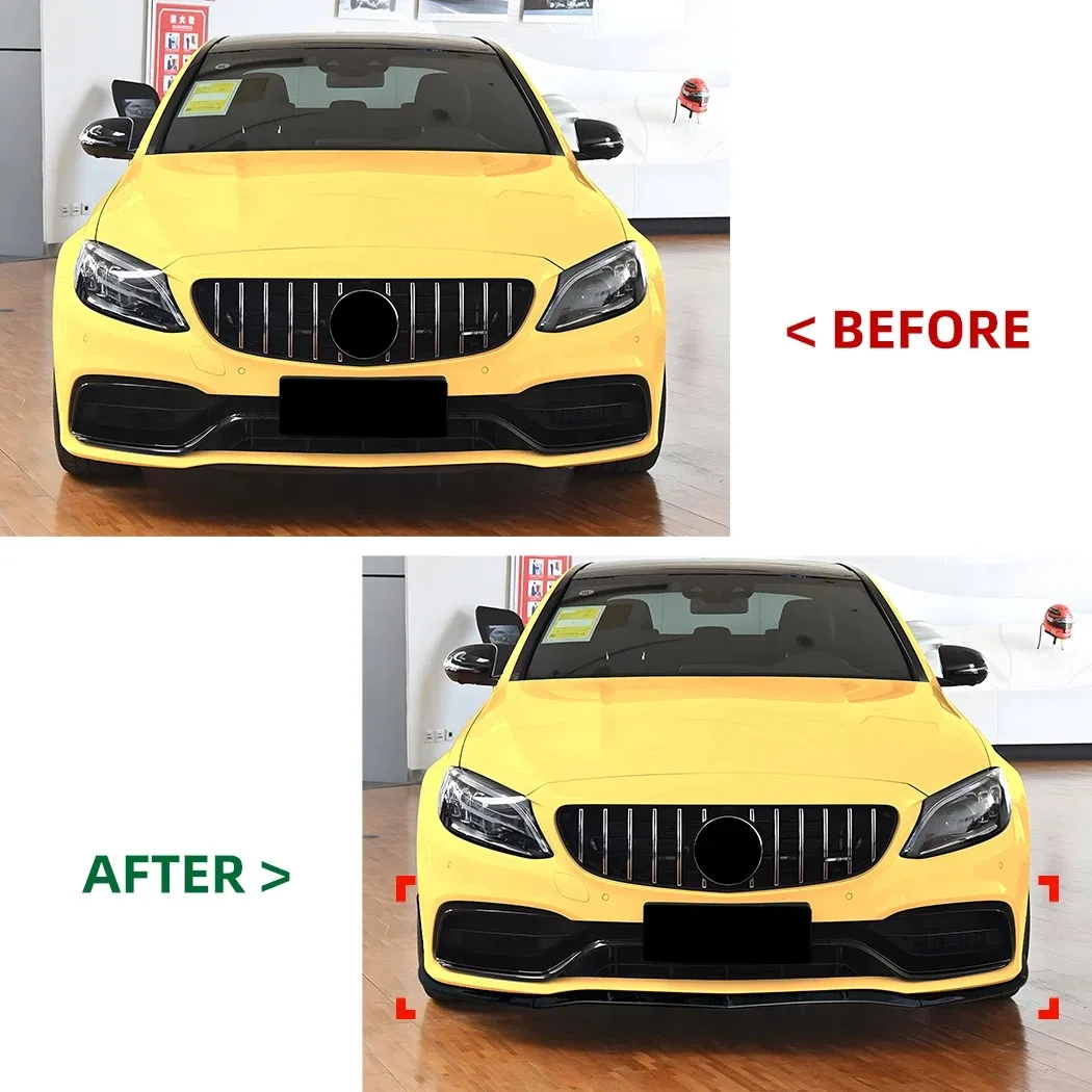 Фото Нижний спойлер для губ, передний спойлер для Mercedes Benz C-Class W205 Four Door Sedan S205 Five Door Wagon C63 Amg 2015-2022 №2