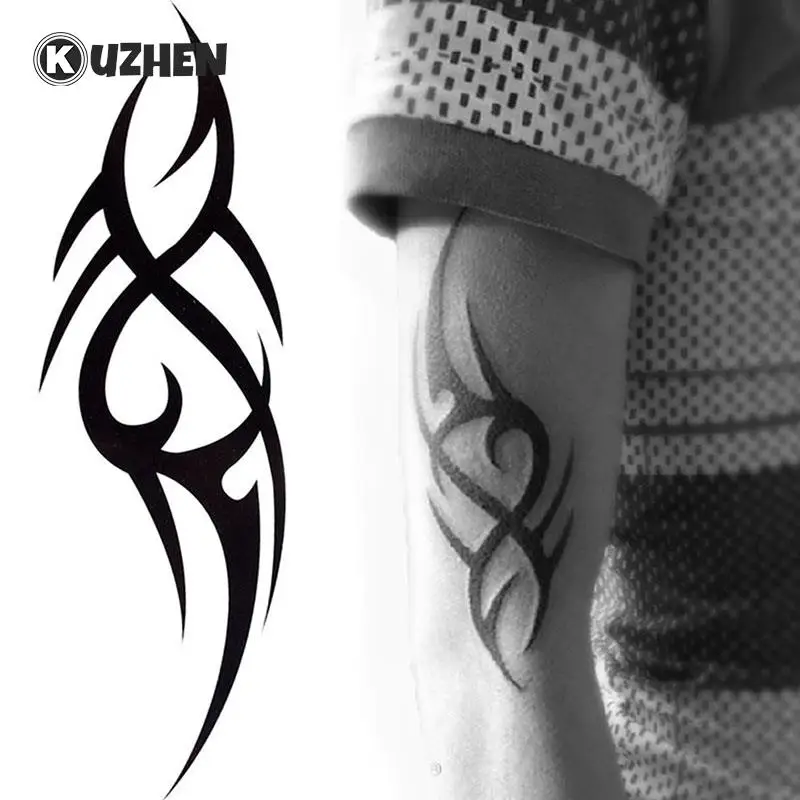 

Black Totem Temporary Tattoo Sticker 3D Waterproof Body Art Tattoos For Men Women Arm Leg Fake Tatoo Paper