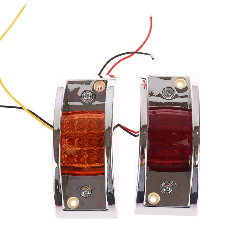

LED Side Marker Lights Car Truck Trailer RV Caravan Fender Marker Amber Red Clearance Light Chrome Shell Signal Lamp