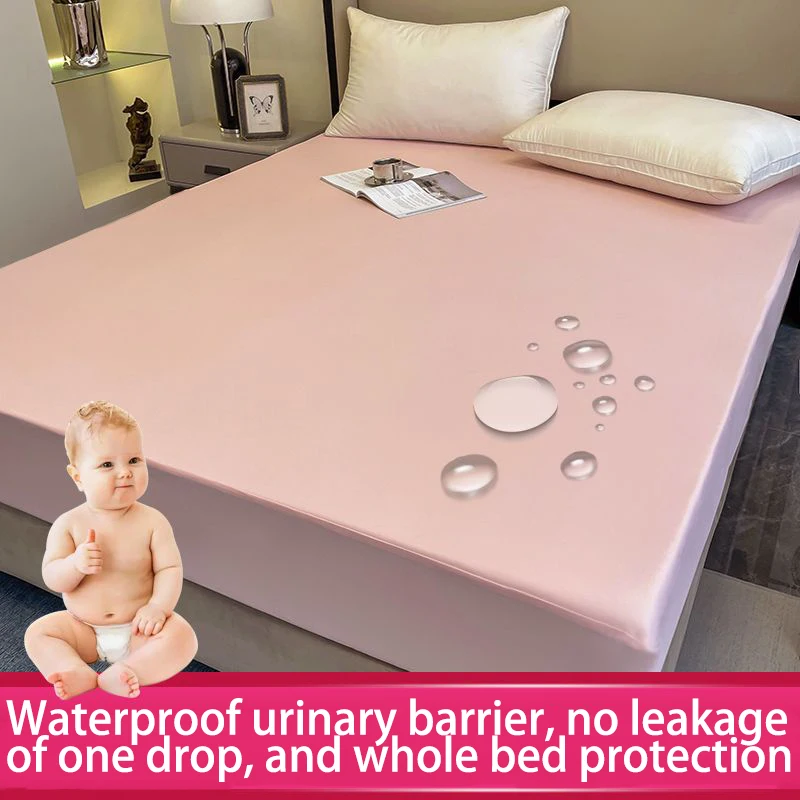 

Waterproof Bed Fitted Sheet with Elastic Band Replace Mattress Protector for Single Double Bed, Twin Full Queen King Muti Size