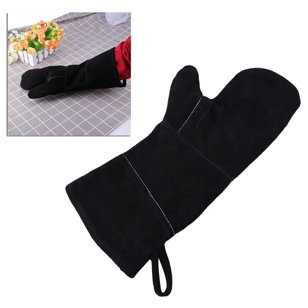 

1 Pair BBQ High Temprature Prevention Insulated Barbecue Leather BBQ Anti-scald Cowhide for