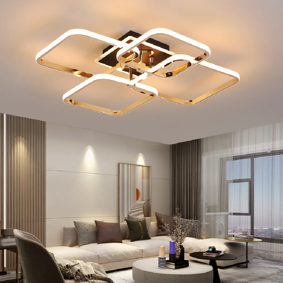 

Surface mounted Modern led ceiling Chandeliers for Living Room Bedroom Study Room Indoor Chandelier Gold/Chorme Plated 90-260V