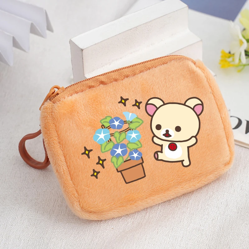 Фото Квадратный кошелек Rilakkuma с принтом аниме и мультфильмов, кошельки для девочек и мальчиков, милые портативные мини-сумки для хранения, кошелек Kawaii, подарки для детей №2