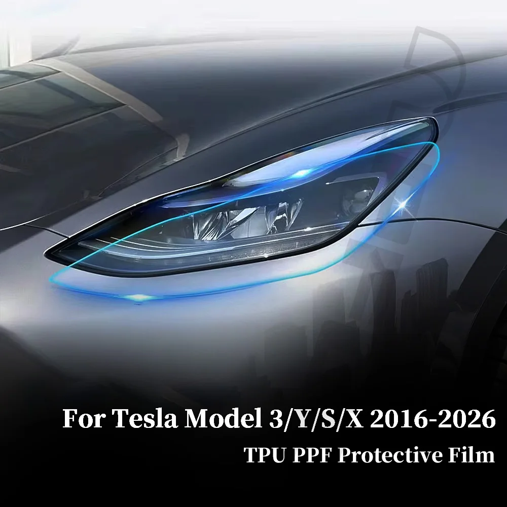 Фото Для Tesla Model 3/Y/S/X 2016-2026 Защитная пленка из ТПУ для фар заднего вида, предварительно вырезанный PPF прозрачный бюстгальтер, устойчивый к царапинам, невидимый №1