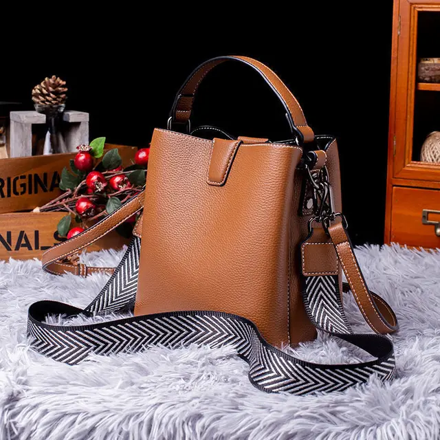 Высококачественная Портативная сумка-мешок из натуральной кожи для женщин,  новая модная и универсальная сумка через плечо для женщин | AliExpress