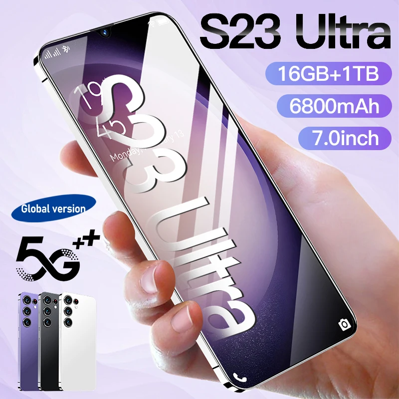 

New S23 Ultra Smartphone 7.0 inch HD 16GB+1TB 5G Unlocked Mobile Phones Android 13 Global Version