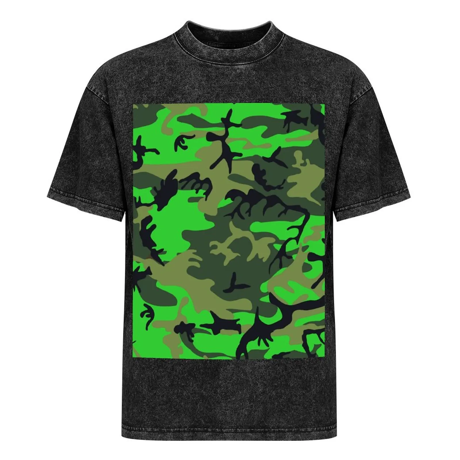Лаймово-зеленая камуфляжная футболка с графикой лето 2025 тренировочные рубашки