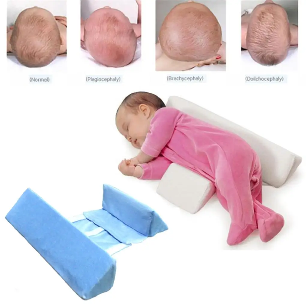 

High quality pillow Newborn Baby Infant Sleep Positioner Prevent Flat Head Shape Anti Roll Pillow Blue