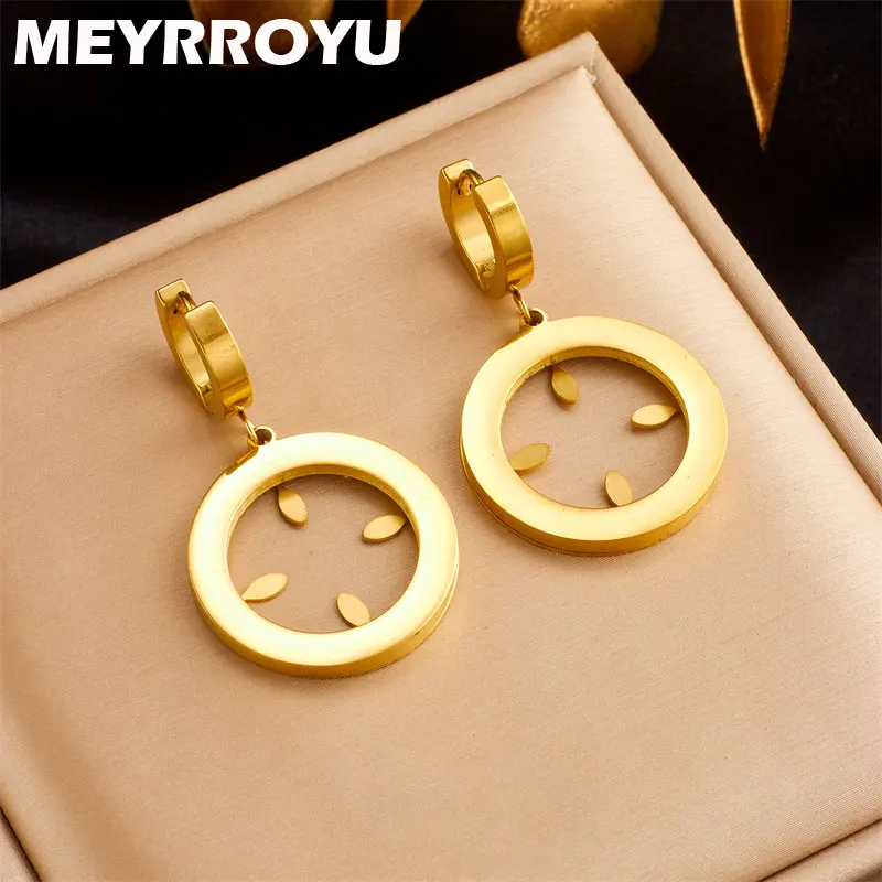 

MEYRROYU 316L Stainless Steel Geometric Irregular Hollow Earring Fashion Simple Light Luxury Earrings For Women Jewelry Luxury