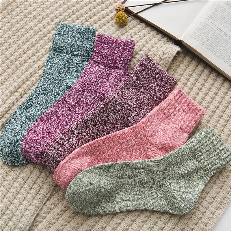 

Winter Thicken Warm Woman Socks Solid Color Cashmere Wool Long Socks Women Japanese Kawaii Cute Thermal Homewear Sleeping Socks