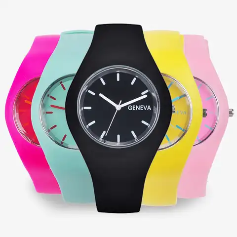 Часы наручные женские ультратонкие с силиконовым ремешком, модные брендовые Geneva для мужчин и женщин, подарок для отдыха, кремового цвета