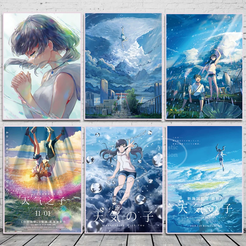

Weathering with You Anime Movie Sky Posters and Prints Canvas Pictures for Living Room Kids Room Nordic Wall Art Home Decoration