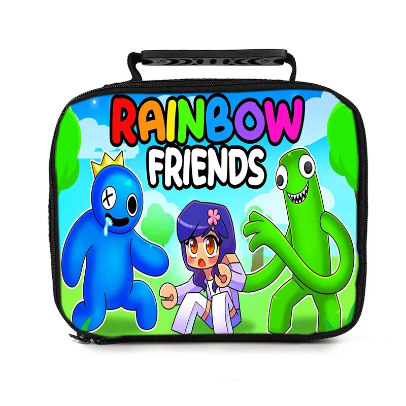 

Переносная сумка для обеда Rainbow Friends 2023, сумка для начальной школы и пикника, Радужная, блестящая, на молнии, через плечо