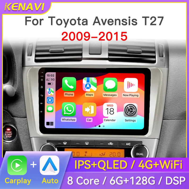 Фото Автомобильное стерео радио на базе Android 2 Din для Toyota Avensis T27 2009-2015, мультимедийный плеер, навигация, GPS Carplay, авто FM RDS, головное устройство с экраном, интеллектуальная система №1