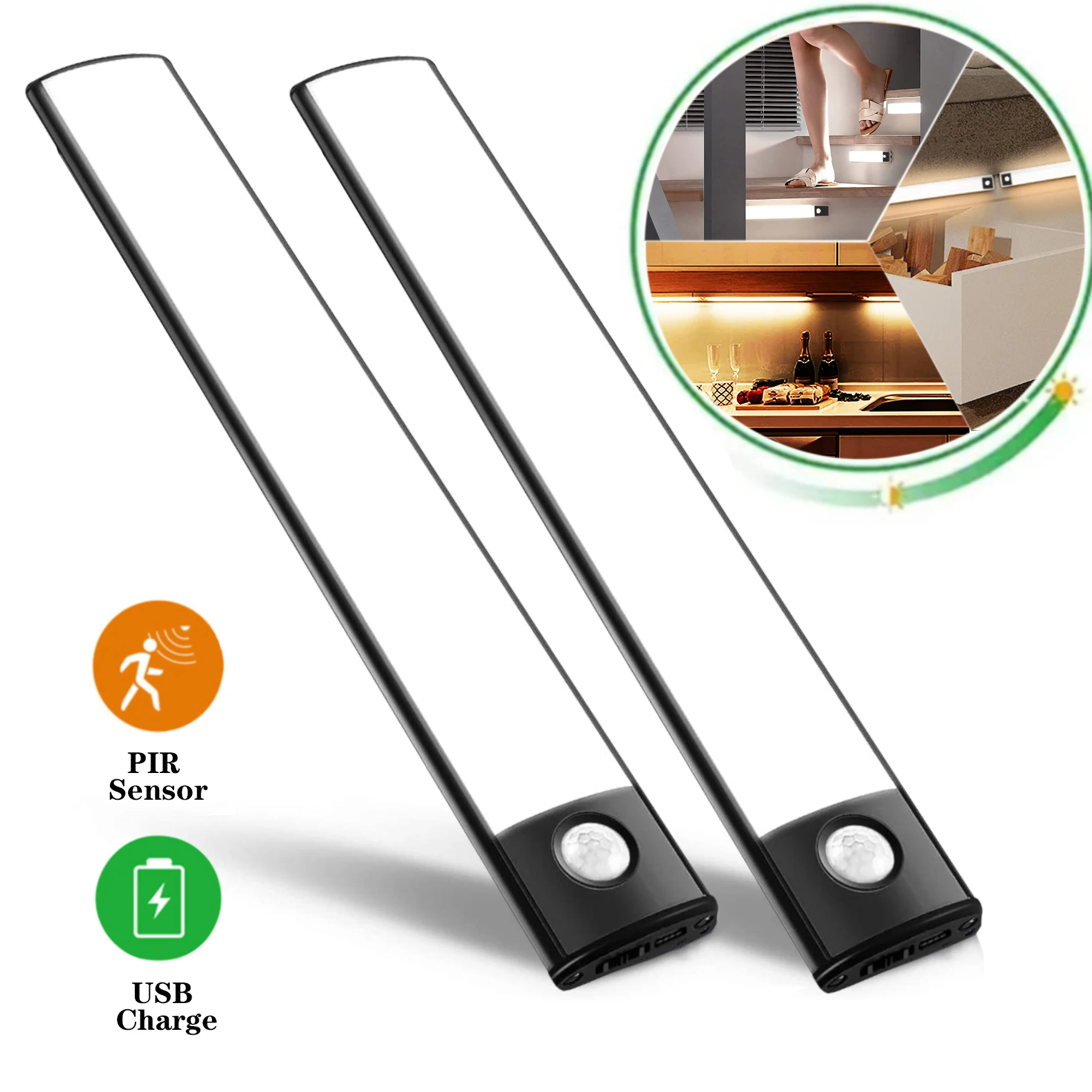 

Motion Sensor LED Night Light Wireless Rechargeable Light Closet Night Lamp For Kitchen Bedroom Detector Light Cabinet Staircase