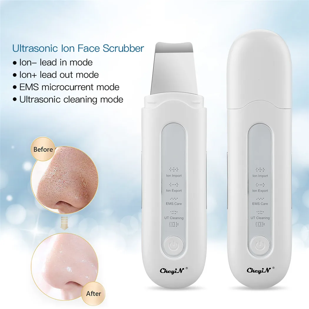 

New EMS Microcurrent Sonic Skin Scrubber Ultrasonic Comedone Extractor Acne Blackhead Remover Facial Pore Deep Clean Spatula