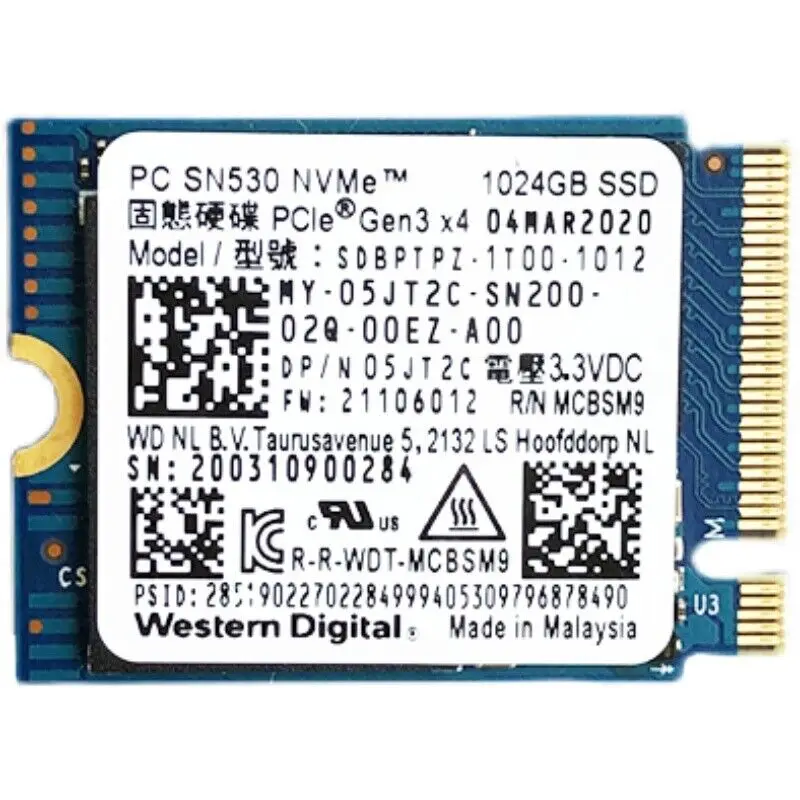 

PC SN530 1TB M.2 SSD 2230 NMVE Gen3 x4 SDBPTPZ-1T00-1 MCBSM9 05JT2C