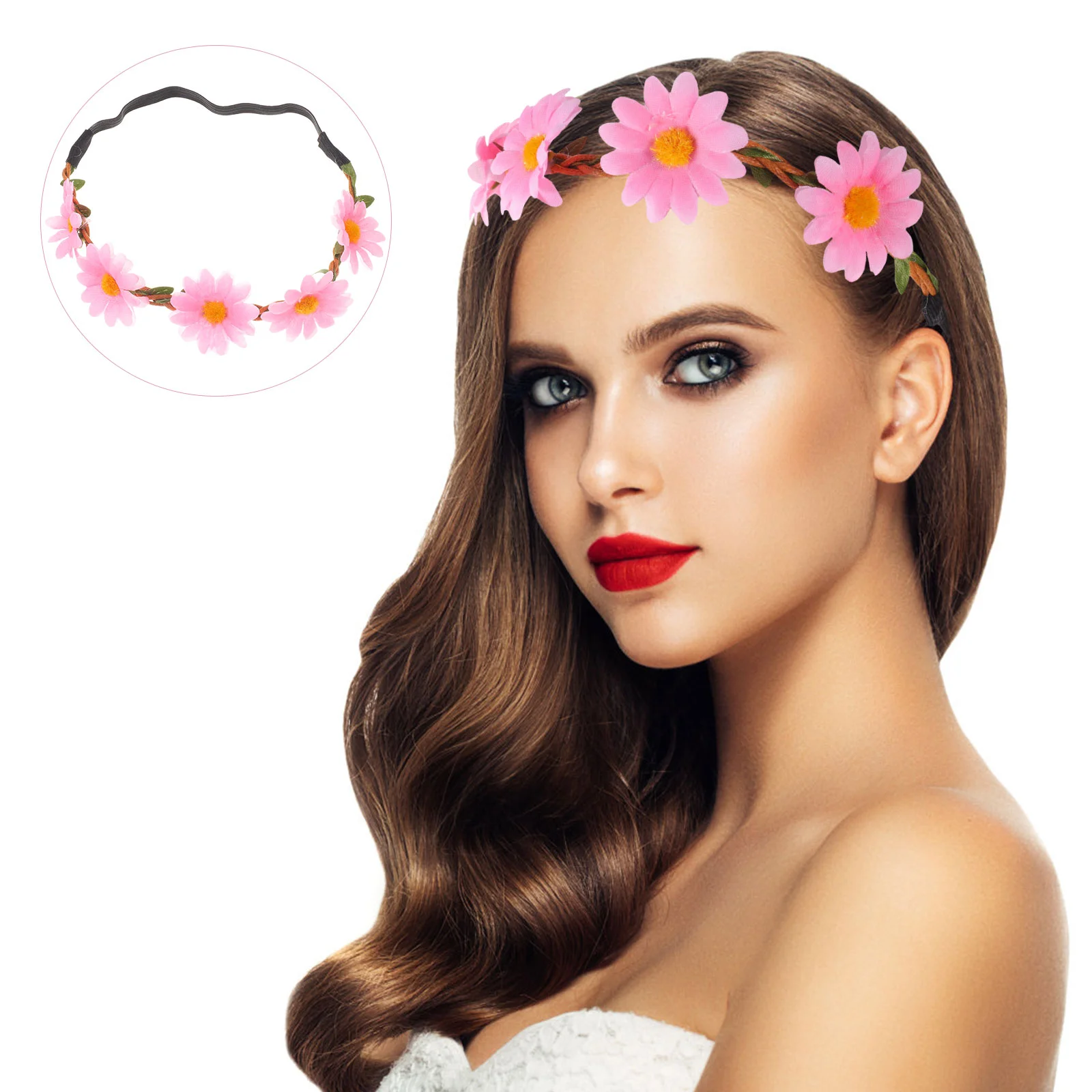 

10 Pcs Hawaii Hairbands Women Wedding Decoration Decorate Daisy Headpiece Fabric Lady Headband Headdress Simulation Miss White