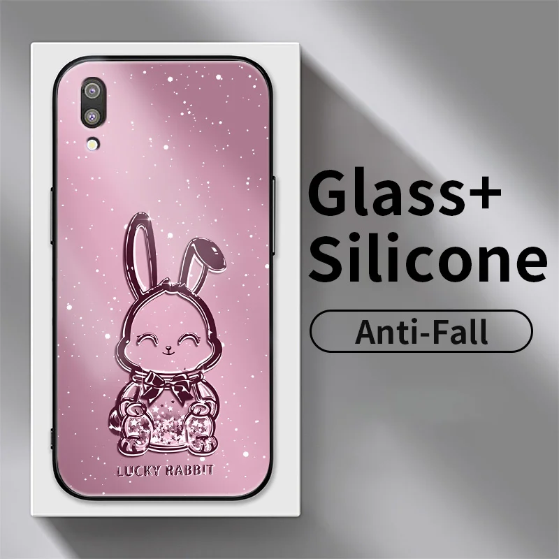 

Metallic Bunny Glass Case for Samsung Galaxy M10 M21 M23 F23 F13 M13 M30 M30S M31 M31S M51 M52 M53 M62 F62 Phone Case Cover