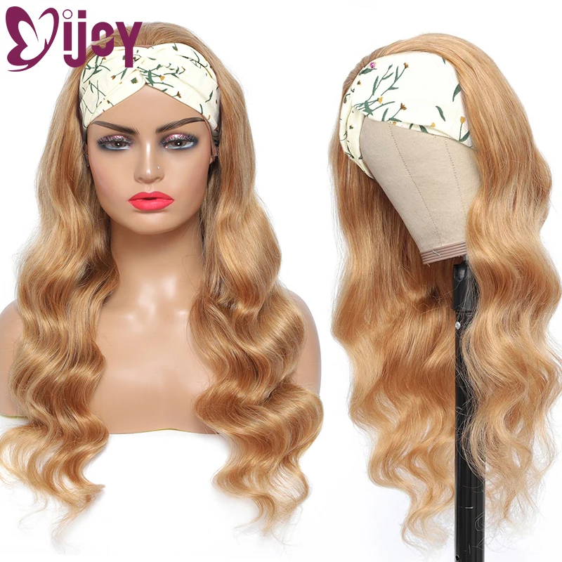 Honey Blonde Body Wave Headbands Wigs Brazilian Human Hair Wigs For Black Women IJOY Full Machine Made Wig Non-Remy Wave Wigs