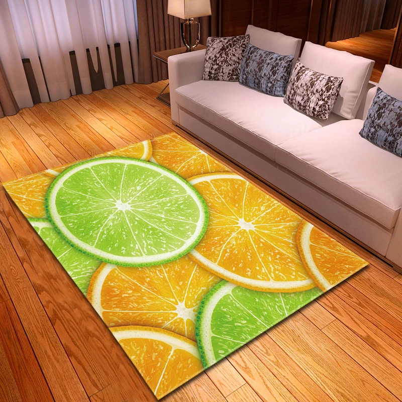 Modern Living Room Carpets Yummy Fruit 3D Rugs Kids Room Bedroom Mat Kitchen Area Rug Floormat Bathmat Indoor Entrance Doormat