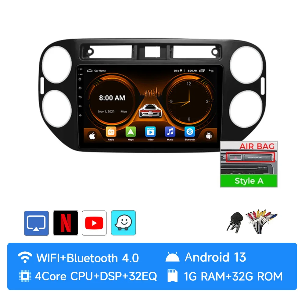 

Для VW Volkswagen Tiguan 1 NF 2006-2016 2 Din Android 12 Автомобильный радиоприемник Мультимедийный видеоплеер Стерео Carplay Auto 4G Головное устройство GPS