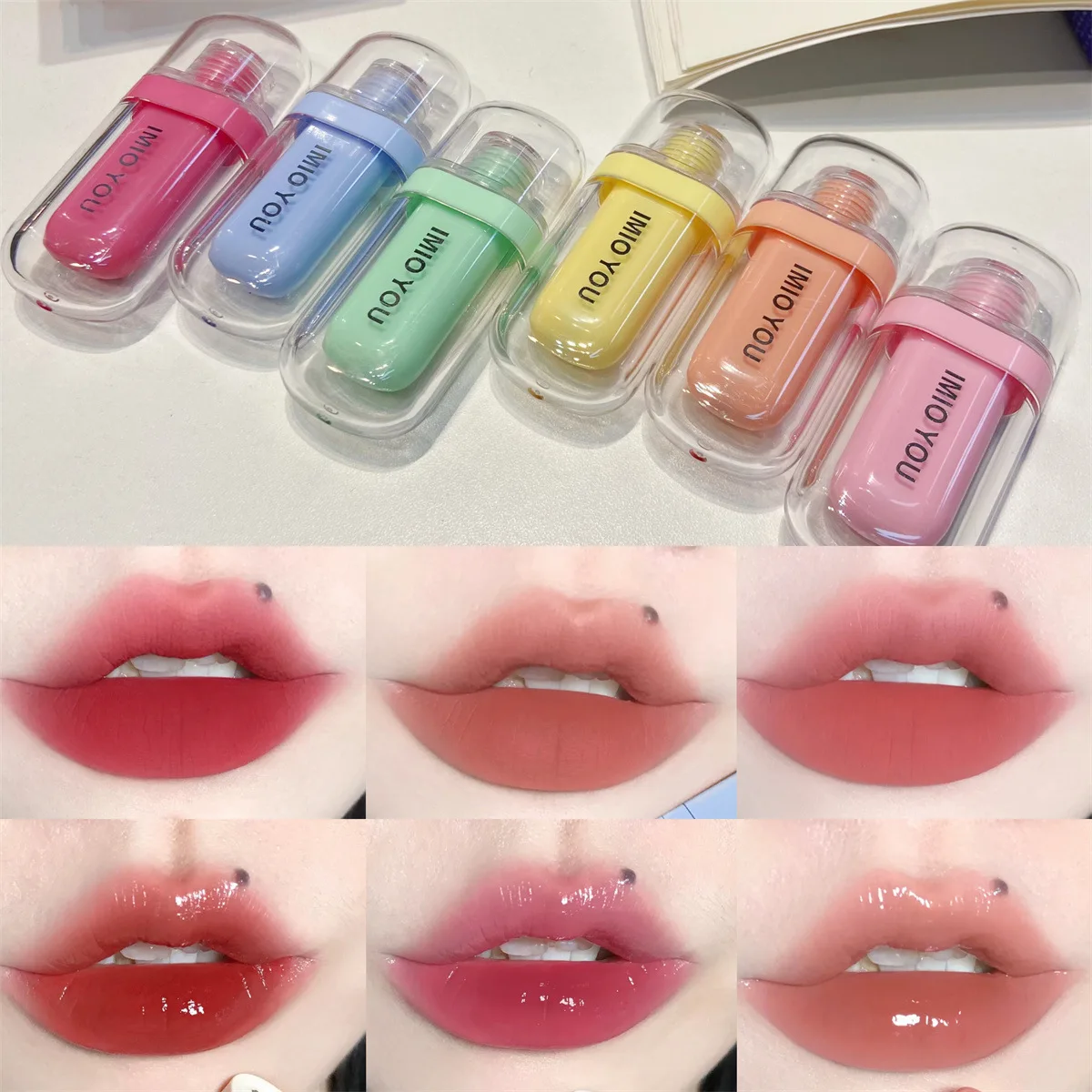 

Water-light mirror Lip Glaze Non-stick Cup Non-fading Milk Jelly Glass Lip Gloss Plain Lipstick