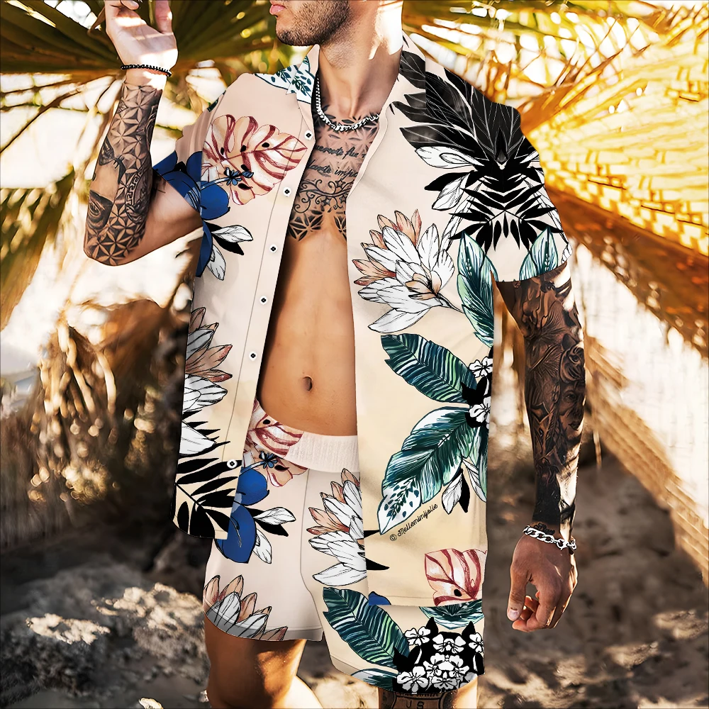 

2022 New Summer Top Short Sleeve Floral Shirt 3d Print Couple Hawaiian Beach Vacation Fashion Trend Loose Retro Casual