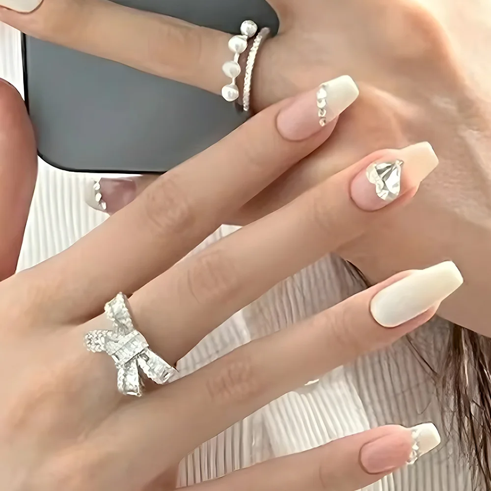 

Короткие накладные ногти балерины с дизайном 3D разразы Любовь Сердце Маникюр Французский гроб Набор накладных ногтей пресс на ногти