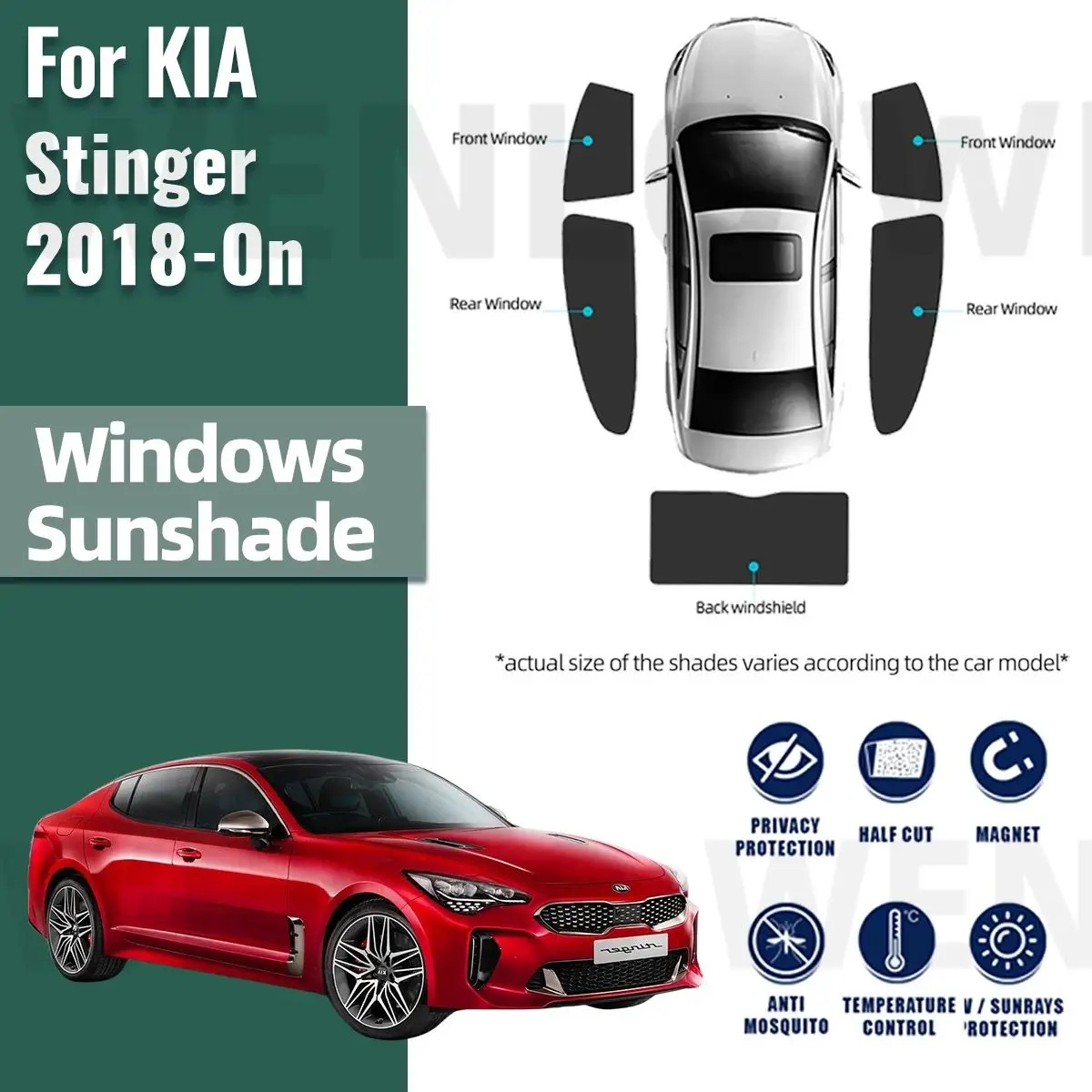 Для KIA Stinger 2018-2024 автомобильный солнцезащитный козырек магнитная штора на лобовое