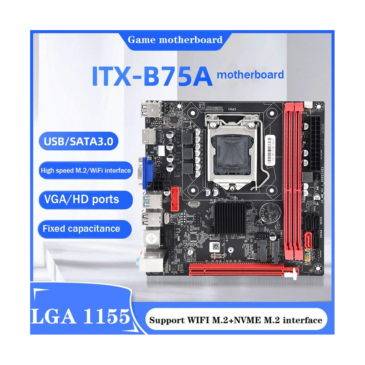 

B75A(B75) Motherboard+I3 2120 CPU+2X4G DDR3 1600Mhz RAM+Thermal Grease+SATA Cable LGA1155 2XDDR3 RAM Slot USB3.0 SATA3.0