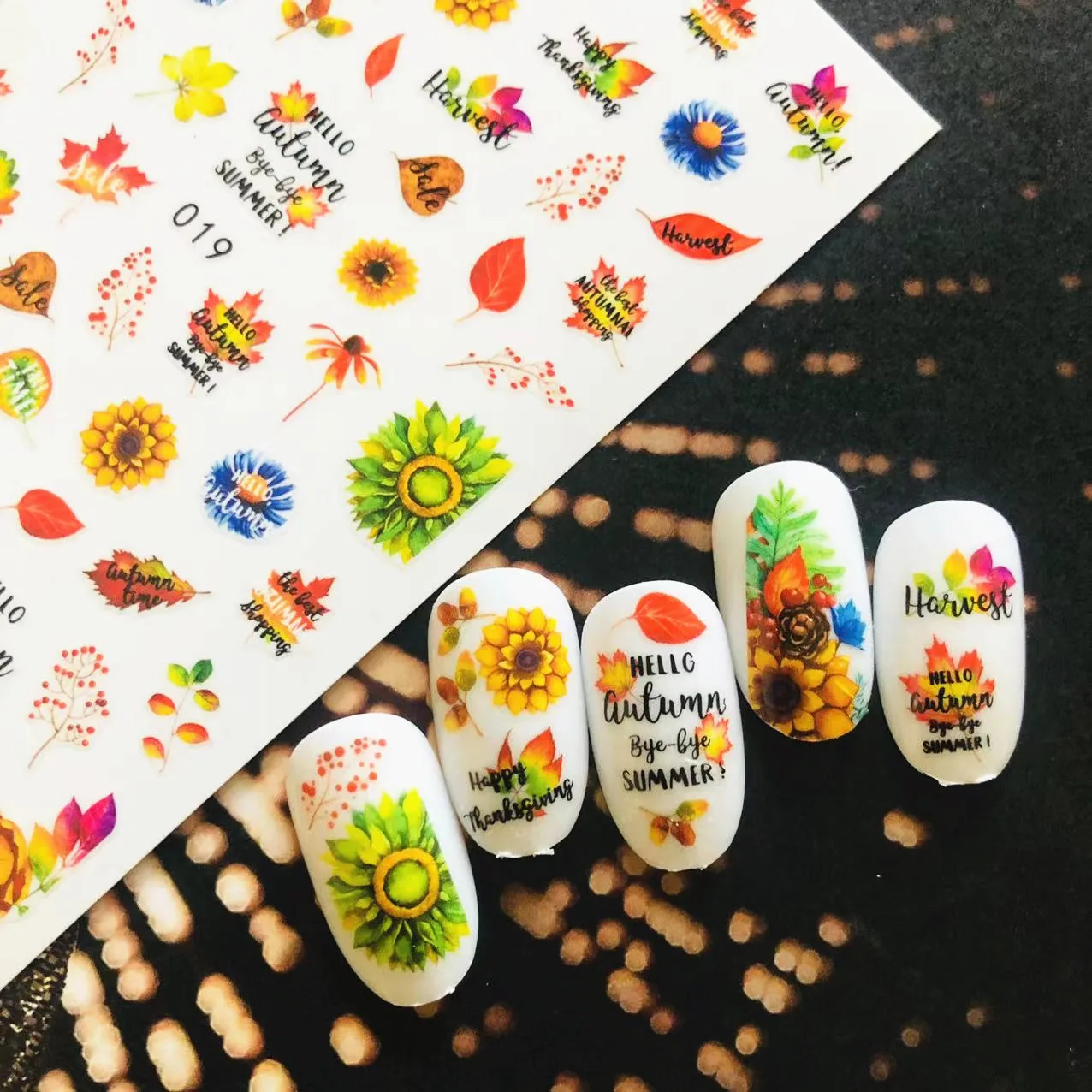 

CA-76-347-350 Autum Flower Squirrel 3d Nail Art Stickers Decal Template Diy Nail Slider Tool Secorations