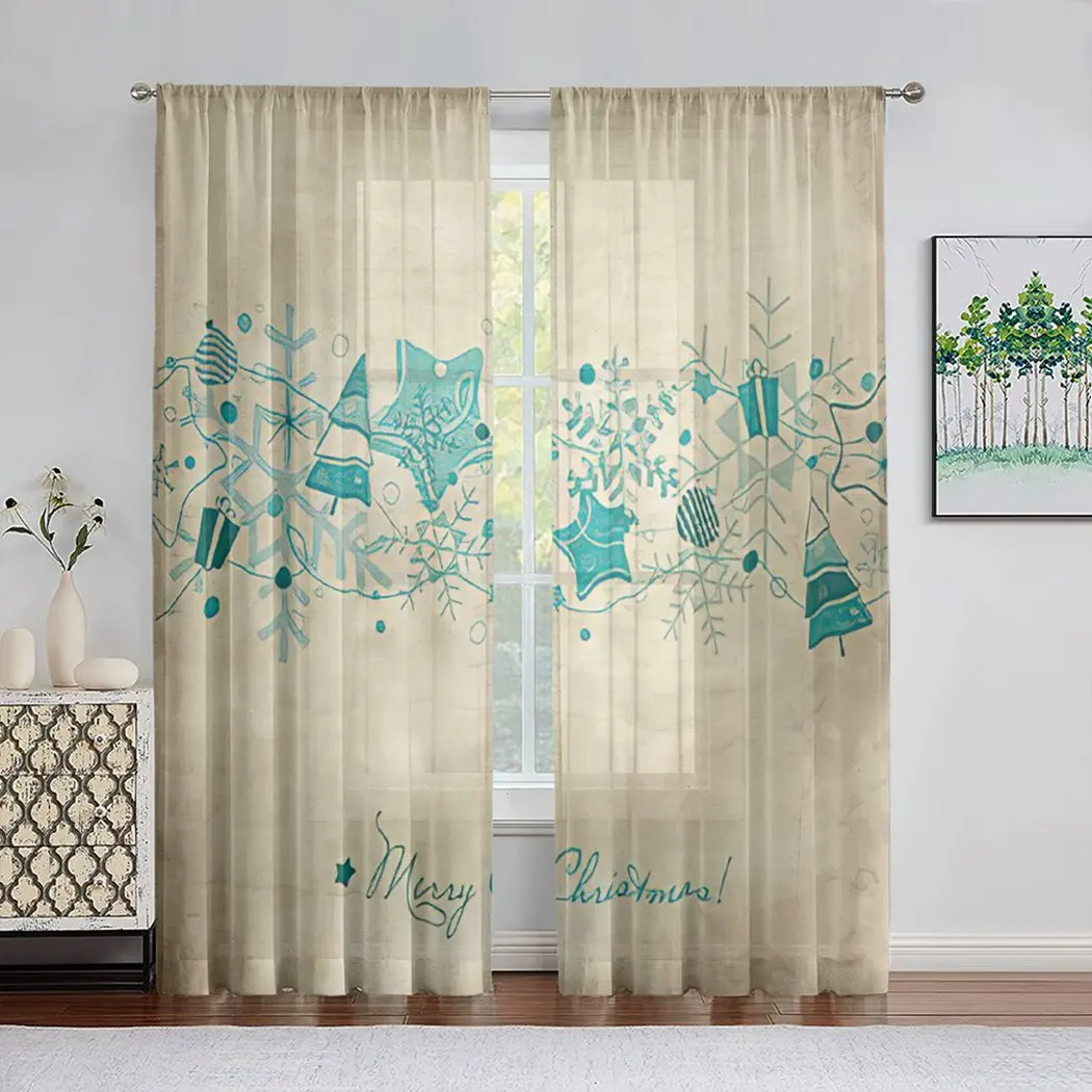 Рождественский шар снежинка полупрозрачные шторы винтажные рождественские