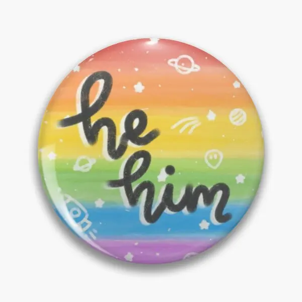 

Pronouns He Him Customizable Soft Button Pin Funny Decor Jewelry Badge Fashion Brooch Cartoon Collar Clothes Hat Women Metal