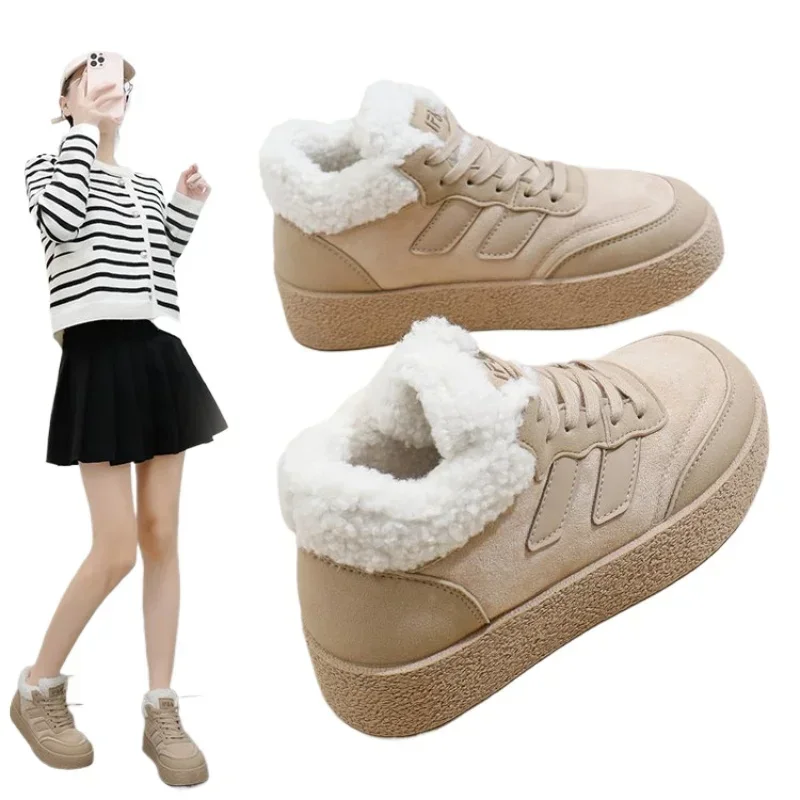 2024 новые утепленные пуховые кроссовки на платформе женская повседневная теплая