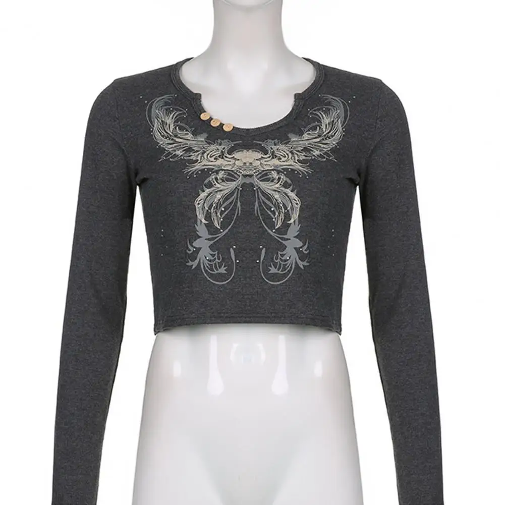 

Шикарный Универсальный Дышащий пуловер, футболка, винтажный укороченный топ с абстрактным рисунком бабочек, Клубная одежда, женская футбол...