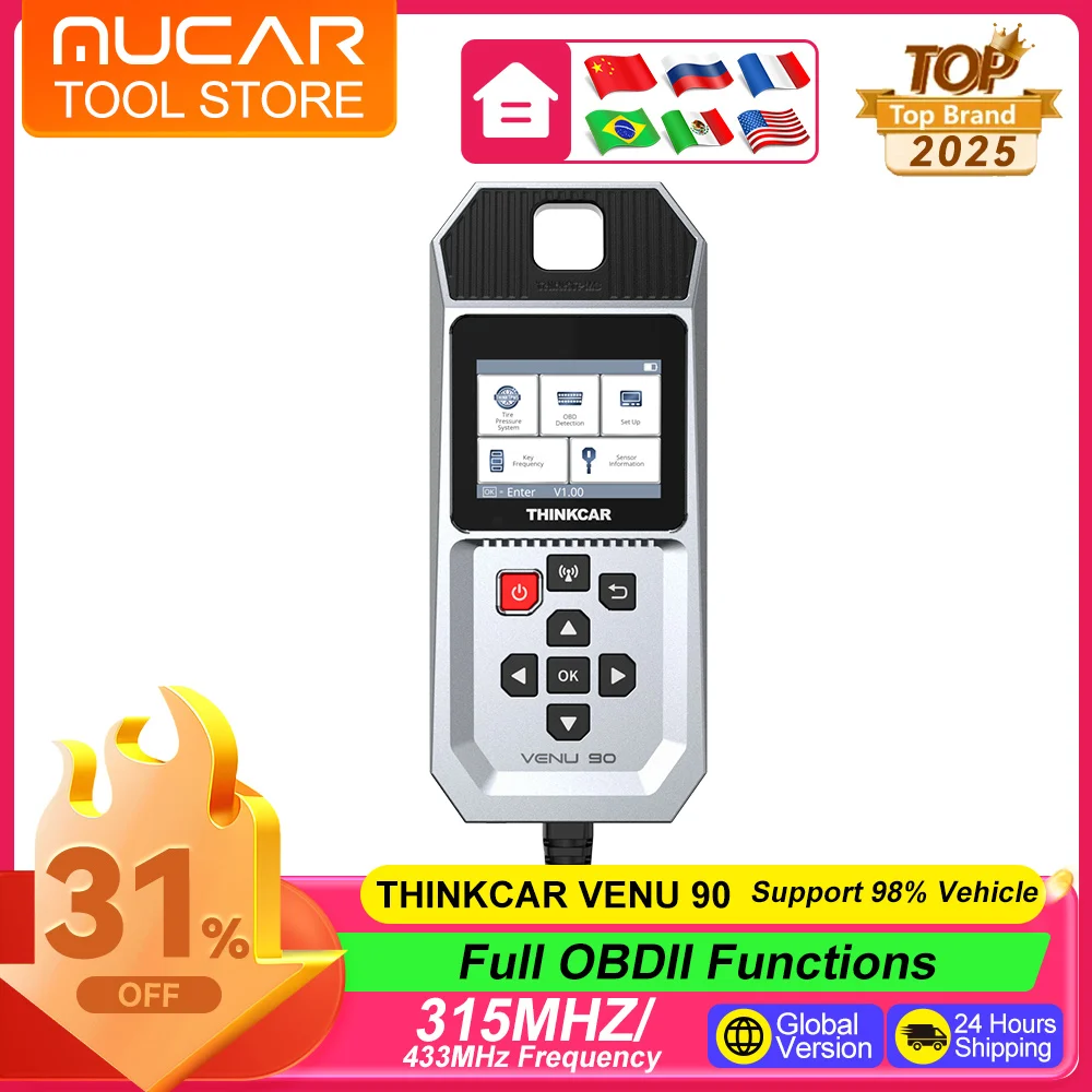 Фото Диагностический инструмент THINKCAR VENU 90 для контроля давления в шинах (TPMS) с активным программированием датчиков 315 МГц/433 МГц и обучением датчиков для 689BT, VO7S, 892BT. №4