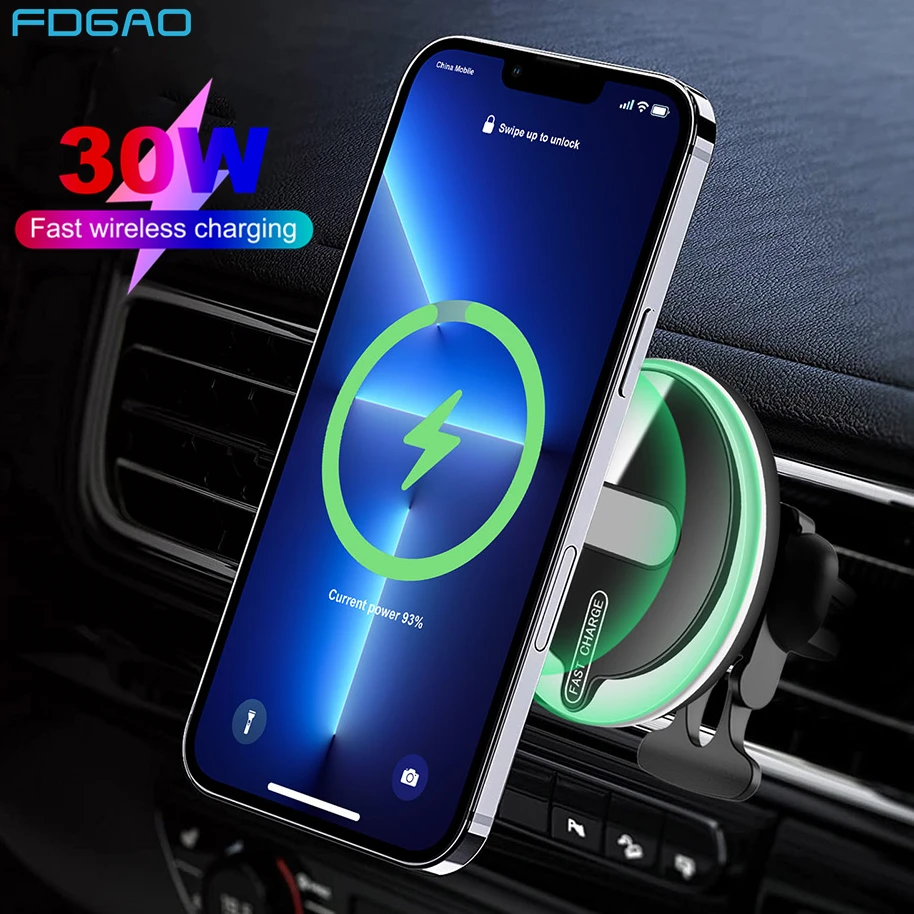 Беспроводное Автомобильное зарядное устройство FDGAO 30 Вт Qi с креплением на