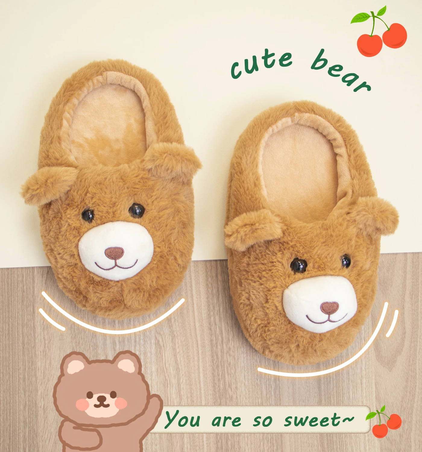Womens Cute Bears Slippers Warm Fuzzy House Slipper Animal Slippers Home Fluffy Bear Slippers for Women Men Brithday Gifts Gift