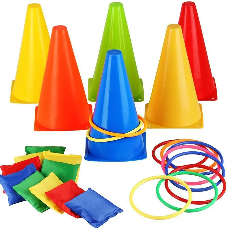 

Rainbow Throwing Ring Children Outdoor Sports Exercise Plastic Toy Set Kindergarten Physical Education Game Props Interaction