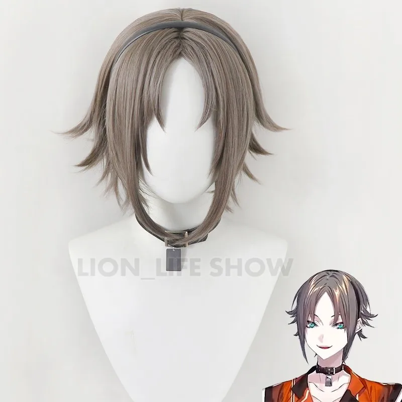 Vtuber Hololive Mysta Rias Cosplay Wig Short Grey Hair Glasses Headwear Necklace Halloween Cosplay Costume Accessories Props