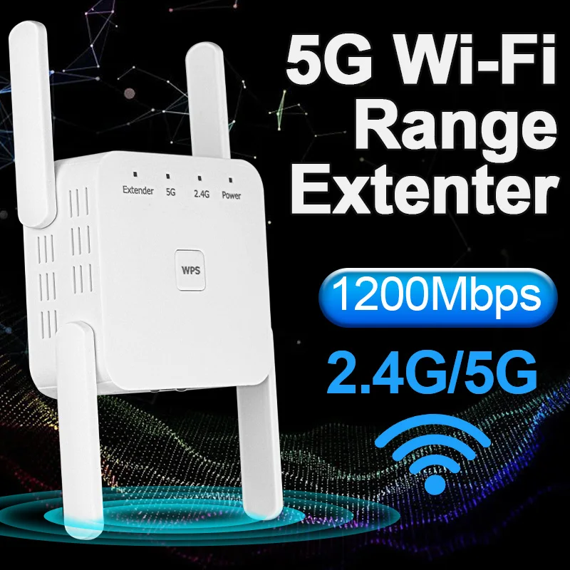 

2023 NEW 5G Wireless Wifi Extender Repeater 1200M Dual 2.4G Signal Amplifier Wi fi Booster Long Range Network Smart Home Office