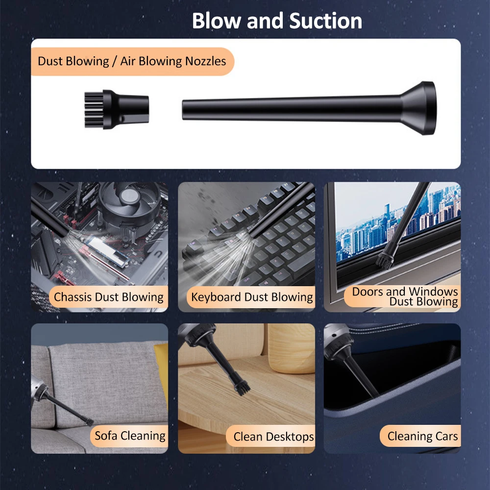 Беспроводной ручной мини-пылесос для автомобиля 11000 па 4 в 1