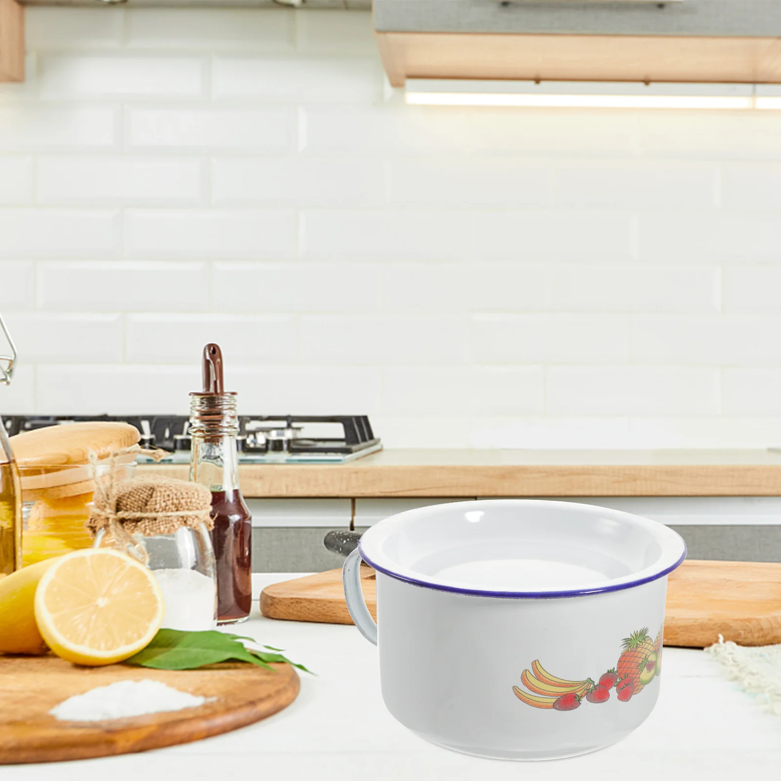 

Enamel Snack Cup Food Bowl Simple Noddle Home Lard Kitchen Old-fashioned Storage