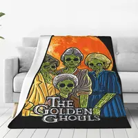 Vintage The Golden Ghouls Halloween Knitted Blankets Flannel Warm Throw Blanket for Outdoor Travel Bedroom Quilt