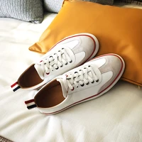 tb thom men%e2%80%99s sneakers fashion summer cowhide genuine leather shoes soft casual luxury brand high quality unisex white shoes