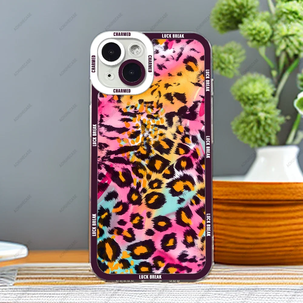 Чехол для телефона с леопардовым принтом iPhone 16 15 14 13 12 Plus Pro Max Mini 11 XS X XR мягкий